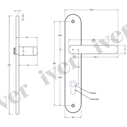 Iver Osaka Door Lever Handle on Oval Backplate Satin Nickel