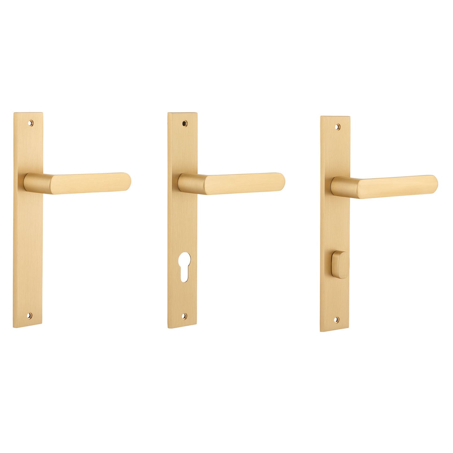 Iver Osaka Door Lever Handle on Rectangular Backplate Brushed Brass