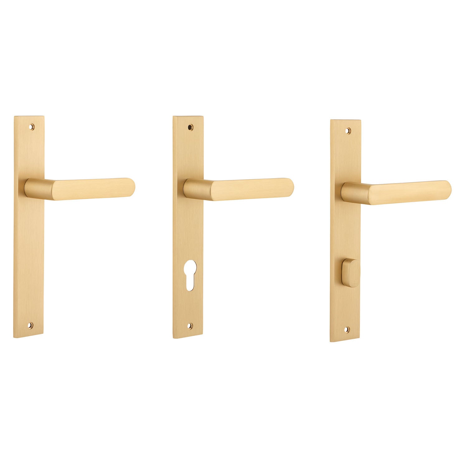 Iver Osaka Door Lever Handle on Rectangular Backplate Brushed Brass