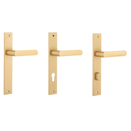 Iver Osaka Door Lever Handle on Rectangular Backplate Brushed Brass