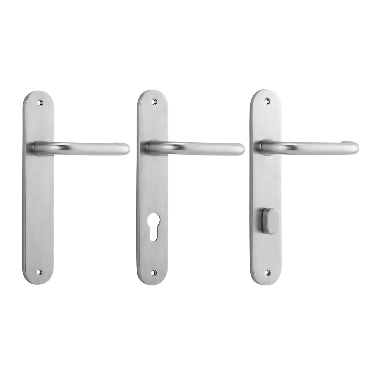 Iver Oslo Lever Door Handle on Oval Backplate Brushed Chrome