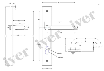 Iver Oslo Door Lever Handle on Rectangular Backplate Signature Brass