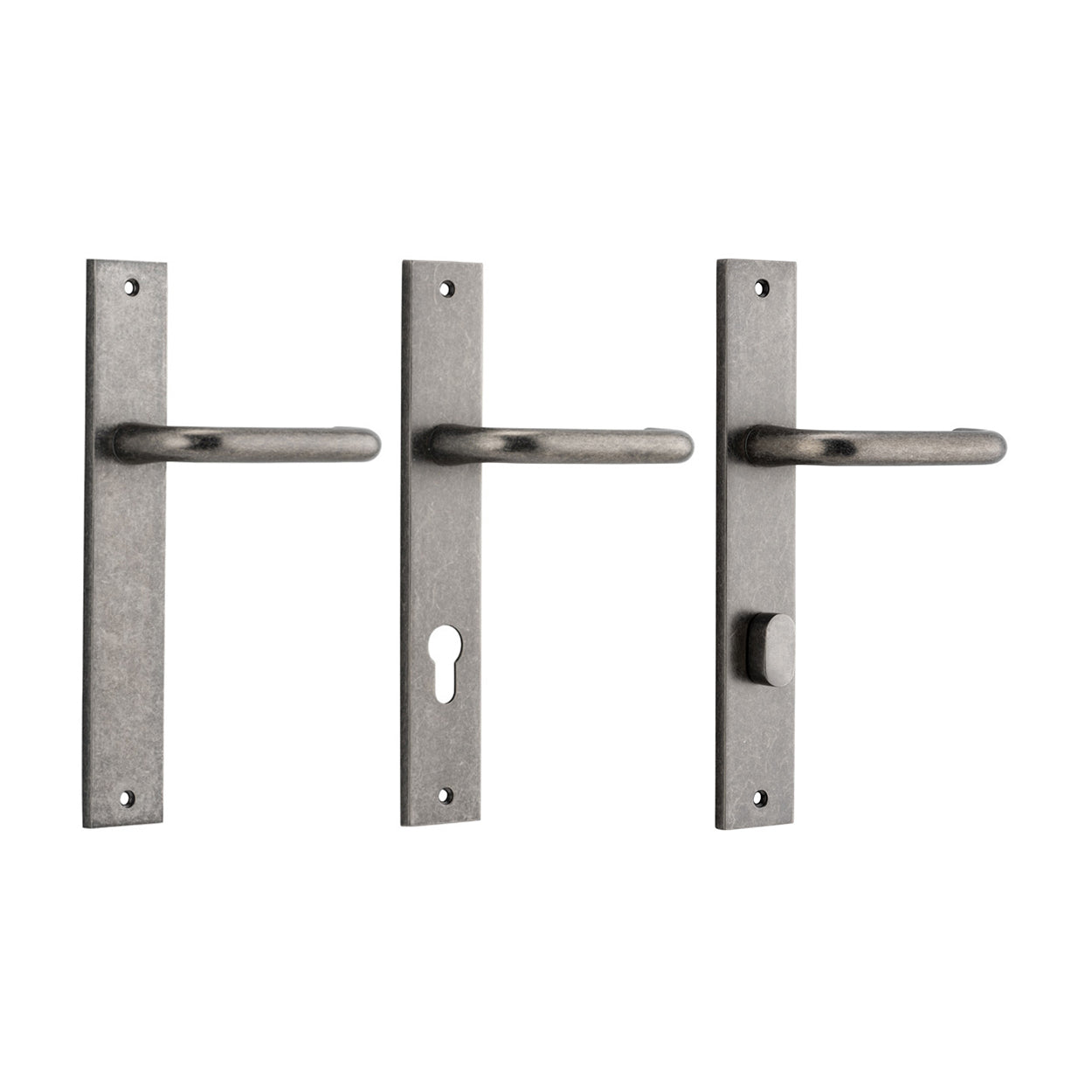 Iver Oslo Lever Door Handle on Rectangular Backplate Distressed Nickel