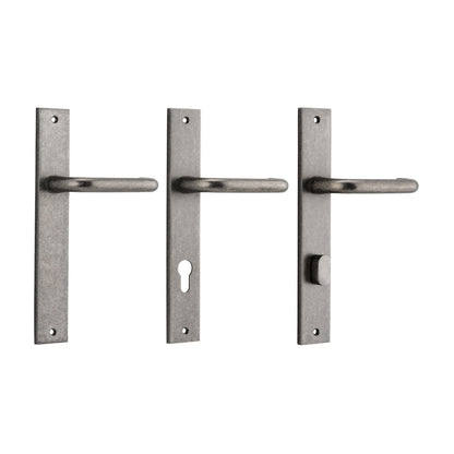 Iver Oslo Lever Door Handle on Rectangular Backplate Distressed Nickel