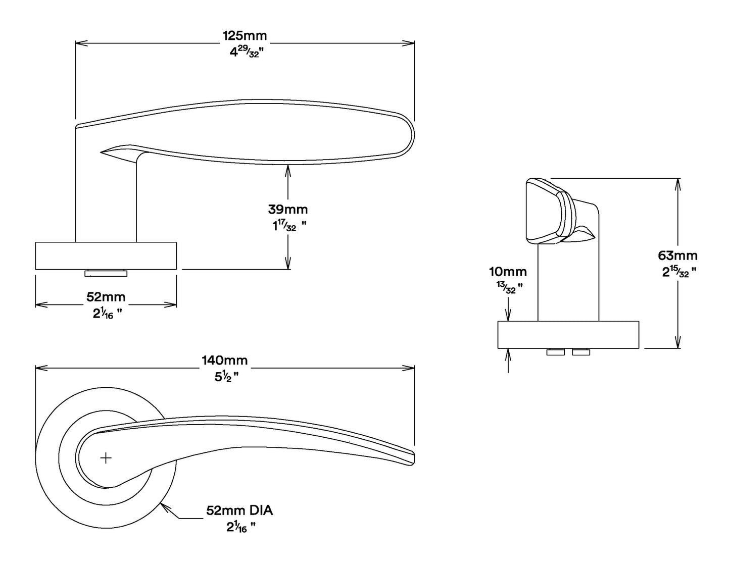 Iver Oxford Door Lever Handle on Round Rose