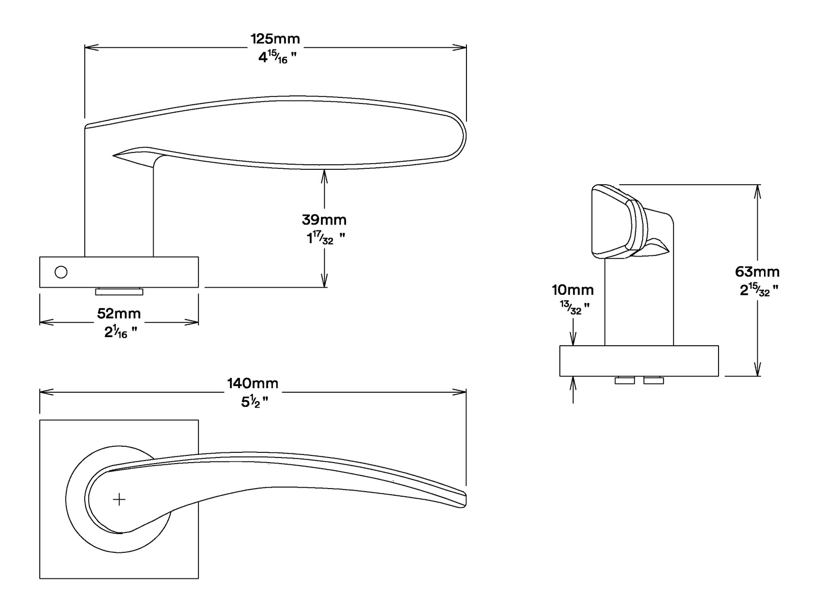 Iver Oxford Door Lever Handle on Square Rose
