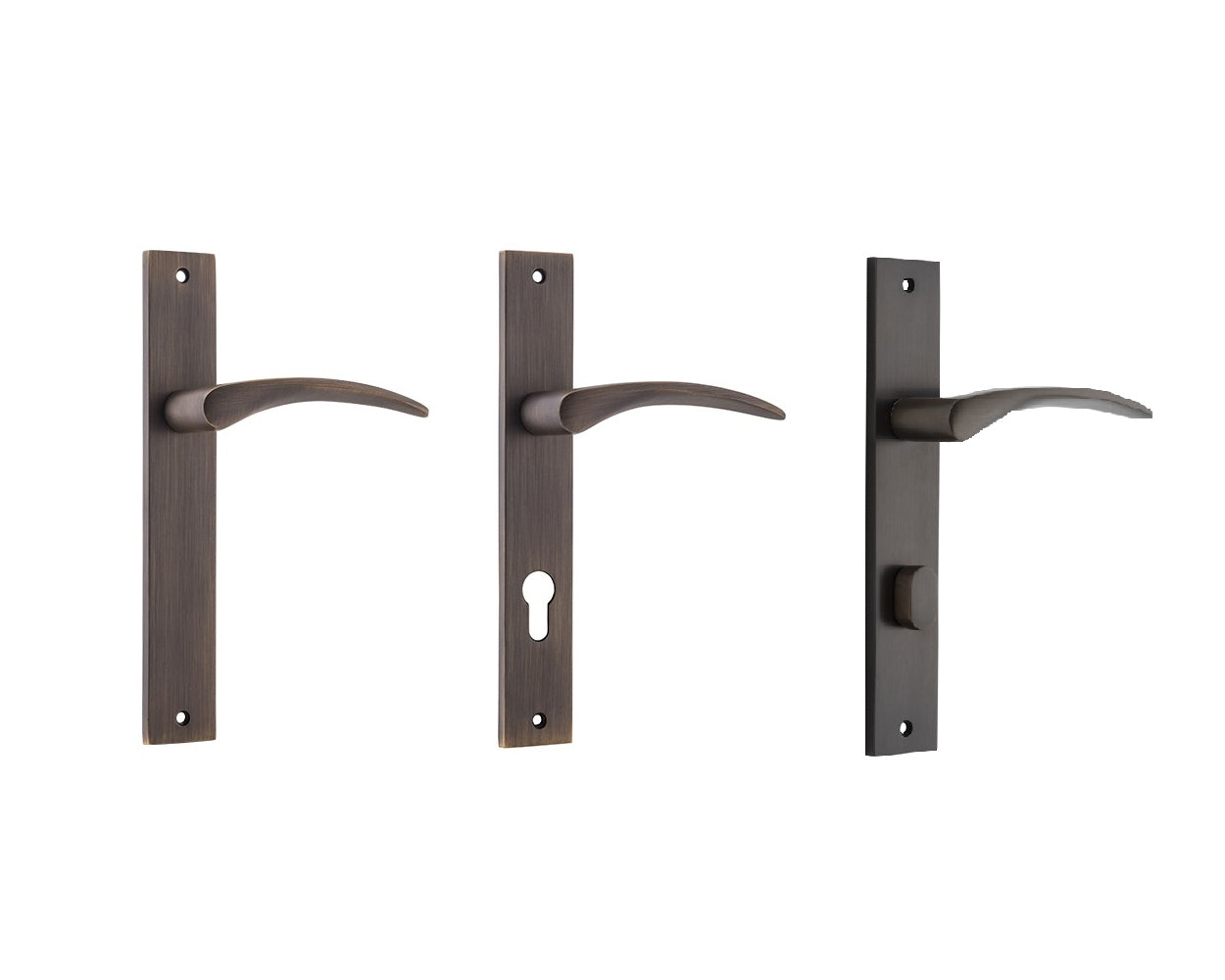 Iver Oxford Door Lever Handle on Rectangular Backplate Signature Brass