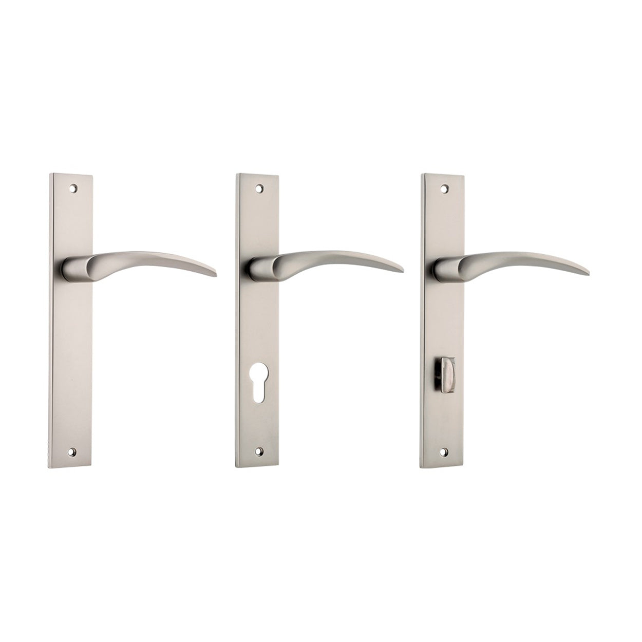 Iver Oxford Door Lever Handle on Rectangular Backplate Satin Nickel