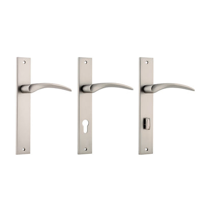 Iver Oxford Door Lever Handle on Rectangular Backplate Satin Nickel
