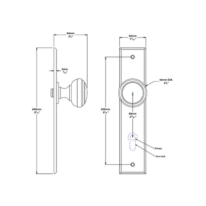 Iver Paddington Door Knob on Chamfered Backplate Brushed Brass