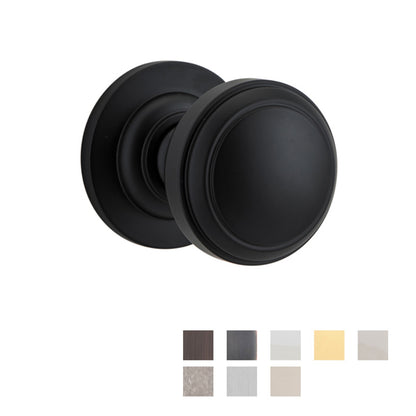 Iver Paddington Door Knob on Round Rose Concealed Fix