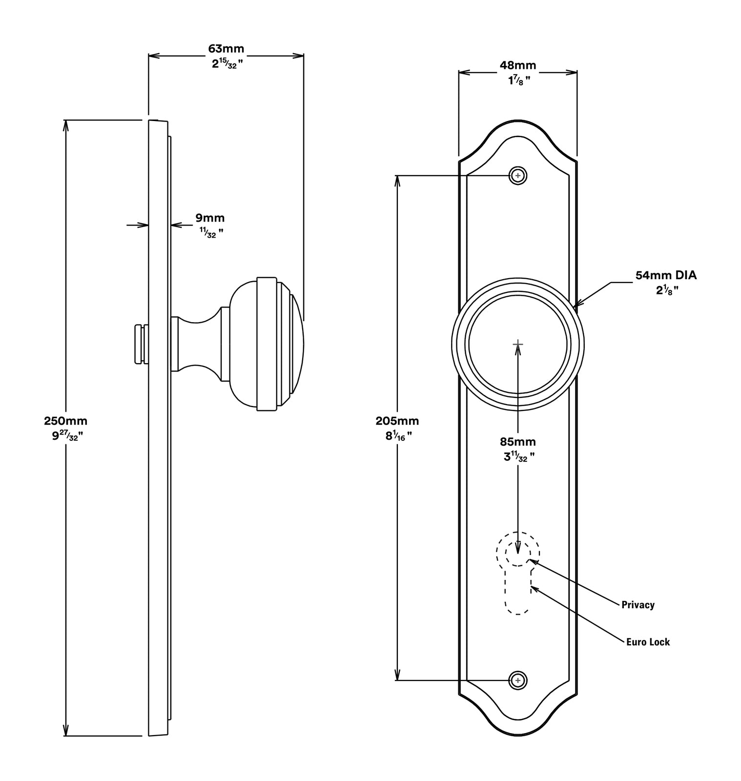 Iver Paddington Door Knob on Shouldered Backplate Brushed Brass