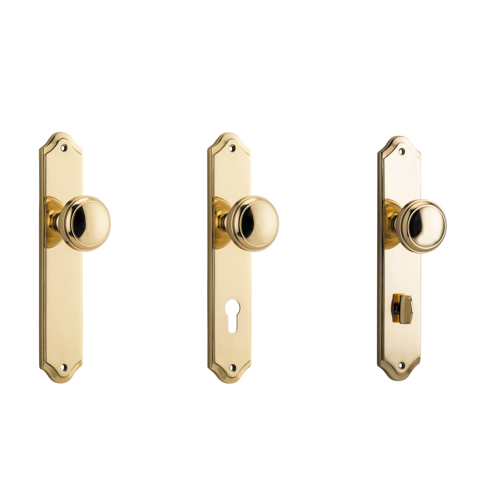 Iver Paddington Door Knob on Shouldered Backplate Polished Brass