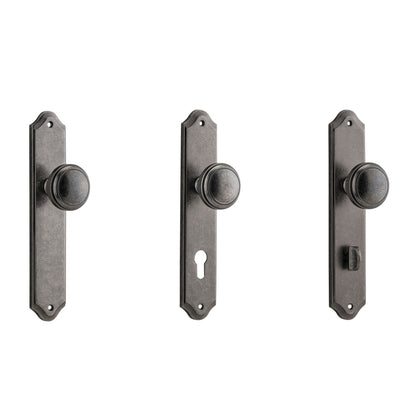 Iver Paddington Door Knob on Shouldered Backplate Distressed Nickel