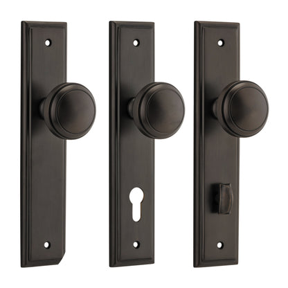 Iver Paddington Door Knob on Stepped Backplate Signature Brass