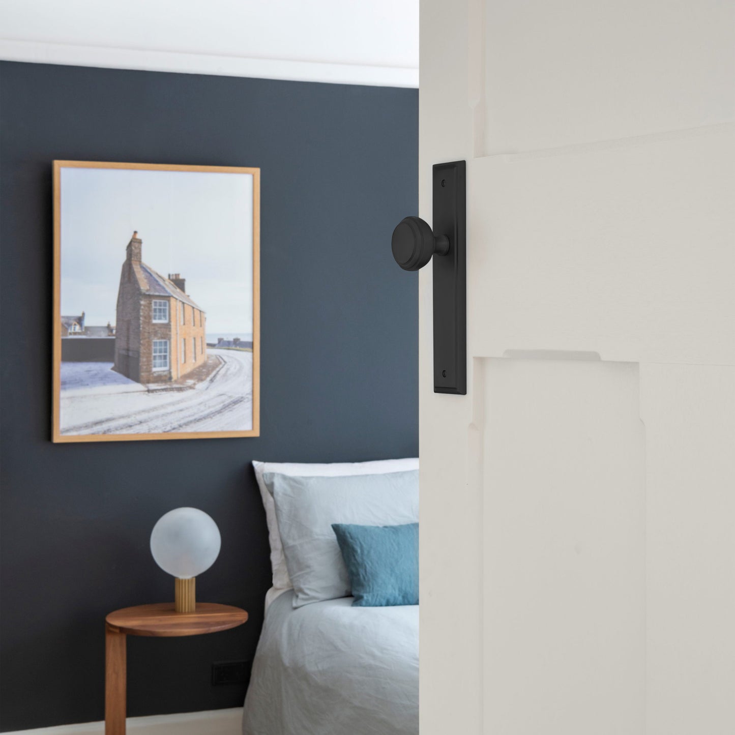 Iver Paddington Door Knob on Stepped Backplate Matt Black