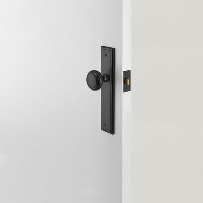 Iver Paddington Door Knob on Stepped Backplate Matt Black