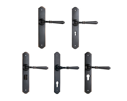 Tradco Reims Lever Door Handle on Long Backplate Antique Copper