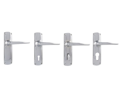 Tradco Retro Lever Door Handle on Rectangular Backplate Chrome Plated