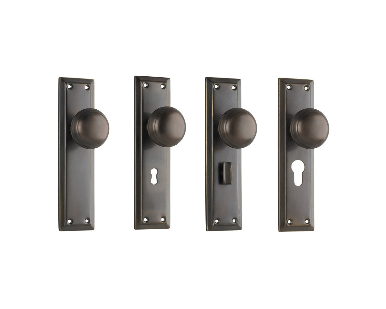 Tradco Richmond Door Knob on Long Backplate Antique Brass