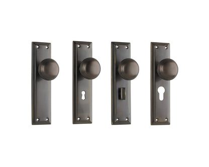 Tradco Richmond Door Knob on Long Backplate Antique Brass