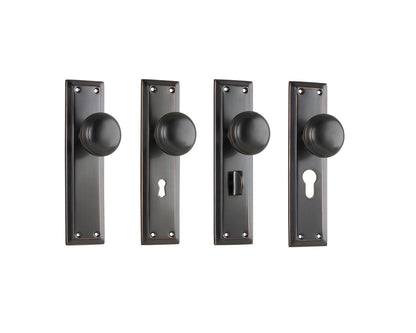 Tradco Richmond Door Knob on Long Backplate Antique Copper