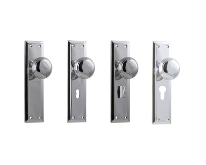 Tradco Richmond Door Knob on Long Backplate Chrome Plated
