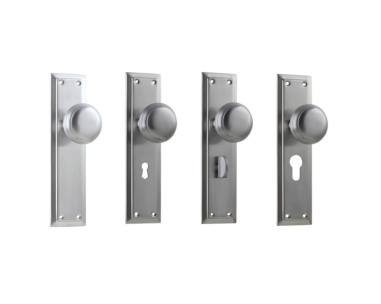 Tradco Richmond Door Knob on Long Backplate Satin Chrome