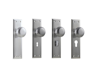 Tradco Richmond Door Knob on Long Backplate Satin Chrome
