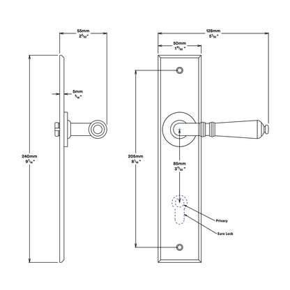 Iver Sarlat Door Lever Handle on Chamfered Backplate Signature Brass