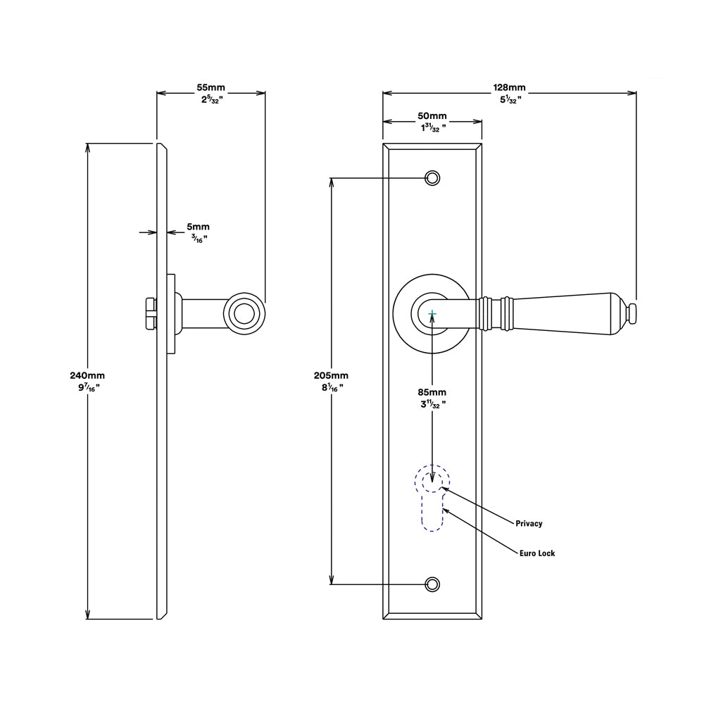 Iver Sarlat Door Lever Handle on Chamfered Backplate Brushed Gold PVD