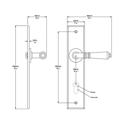 Iver Sarlat Door Lever Handle on Chamfered Backplate Matt Black