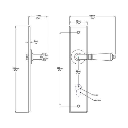Iver Sarlat Door Lever Handle on Chamfered Backplate Brushed Chrome