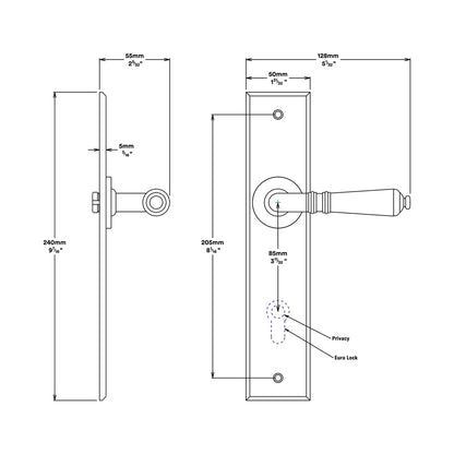 Iver Sarlat Door Lever Handle on Chamfered Backplate Satin Nickel