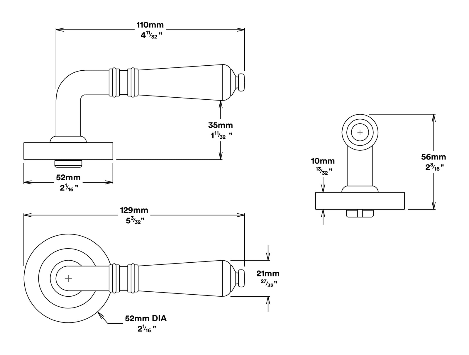 Iver Sarlat Door Lever Handle on Round Rose - Available in Various Finishes