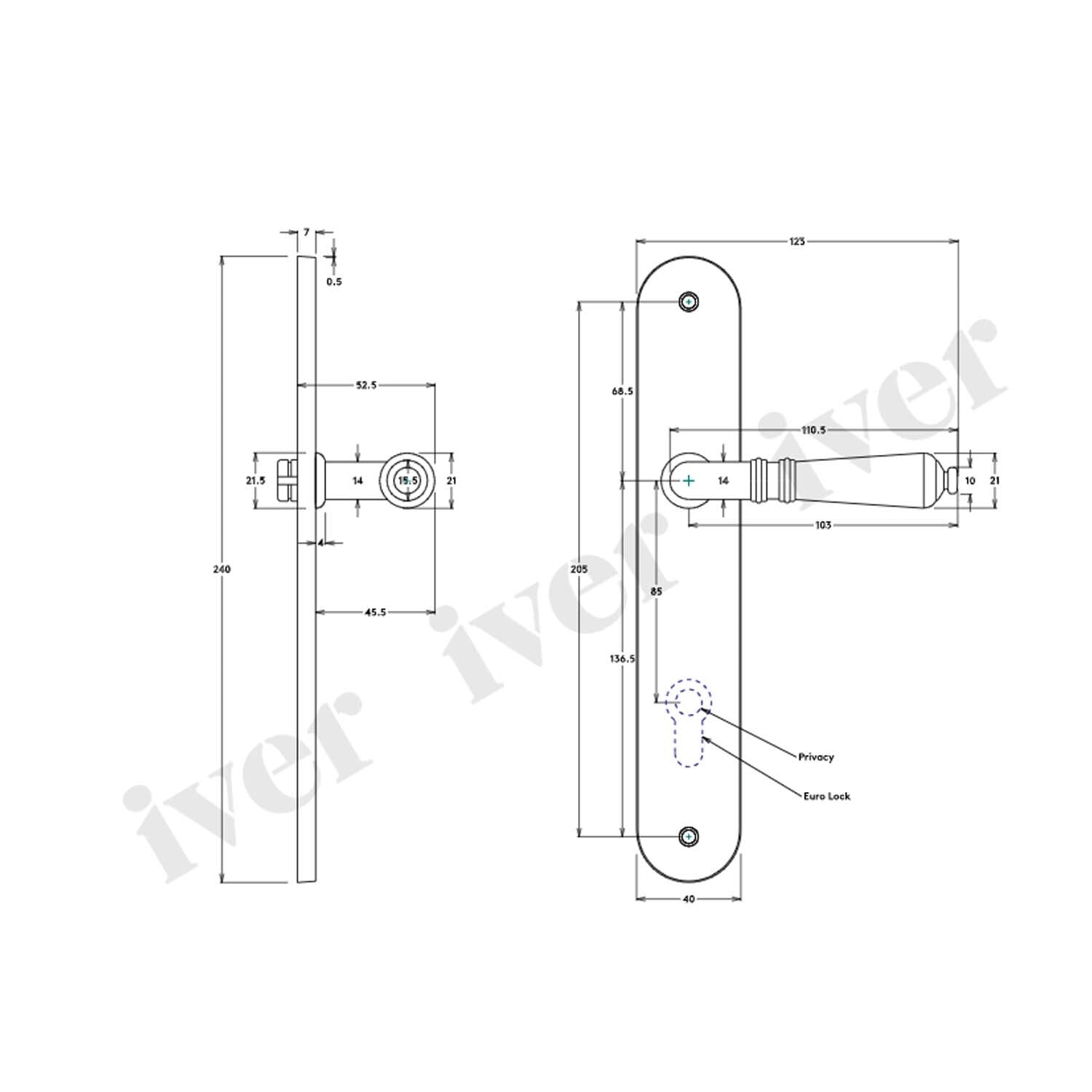Iver Sarlat Lever Door Handle on Oval Backplate Signature Brass