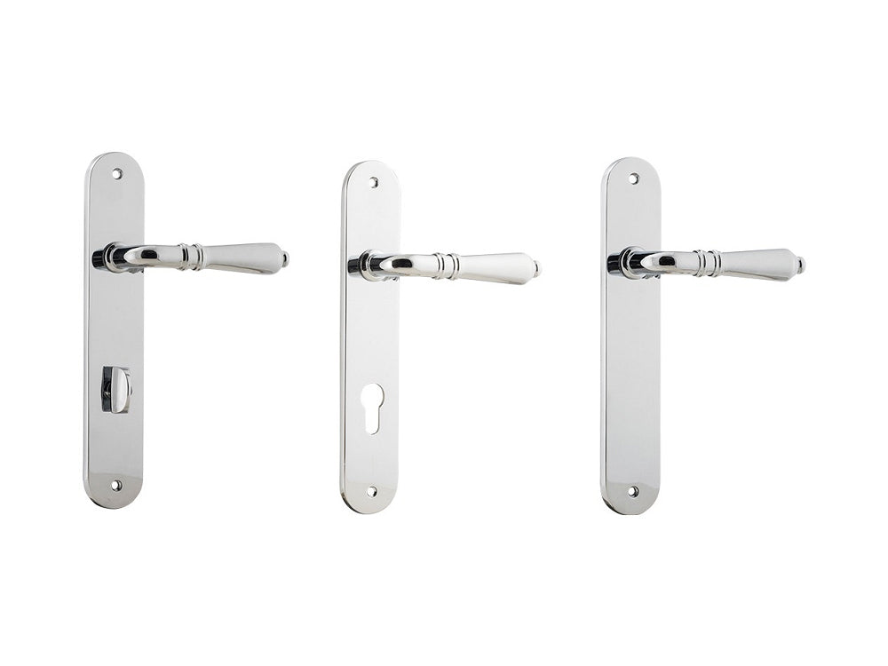 Iver Sarlat Lever Door Handle on Oval Backplate Chrome Plated