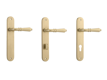 Iver Sarlat Lever Door Handle on Oval Backplate Brushed Brass