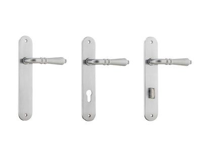 Iver Sarlat Lever Door Handle on Oval Backplate Brushed Chrome