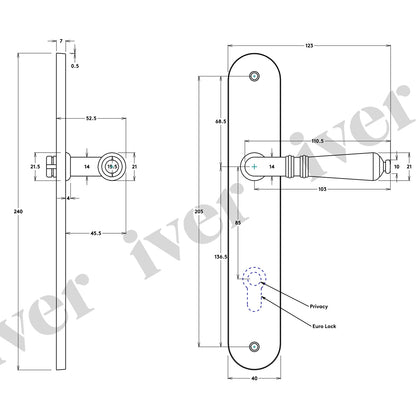 Iver Sarlat Lever Door Handle on Oval Backplate Satin Nickel