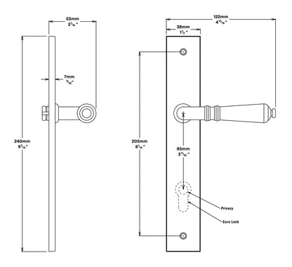 Iver Sarlat Door Lever on Rectangular Backplate Brushed Gold PVD
