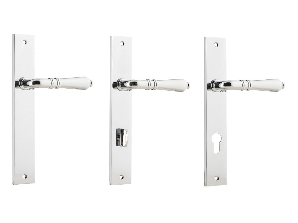 Iver Sarlat Lever Door Handle on Rectangular Backplate Chrome Plated