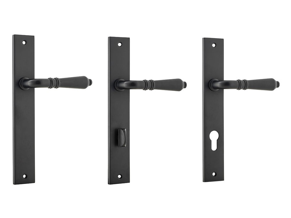 Iver Sarlat Lever Door Handle on Rectangular Backplate Matt Black