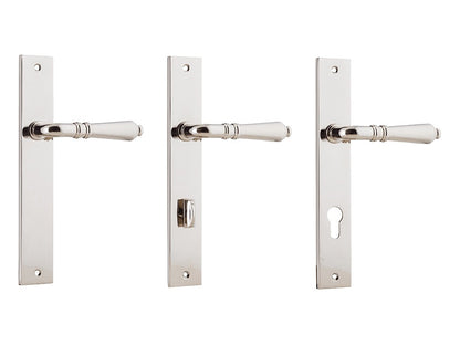 Iver Sarlat Door Lever Handle on Rectangular Backplate Polished Nickel