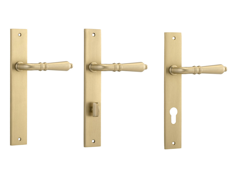 Iver Sarlat Lever Door Handle on Rectangular Backplate Brushed Brass
