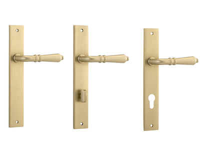 Iver Sarlat Lever Door Handle on Rectangular Backplate Brushed Brass