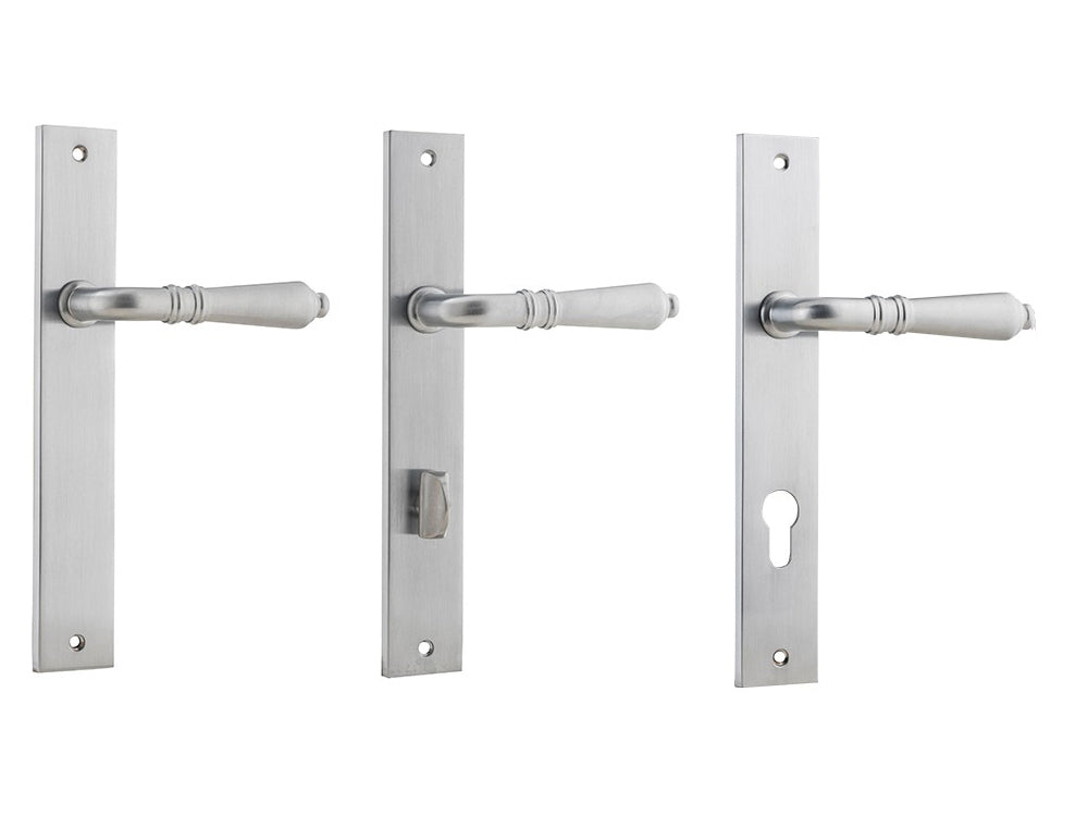 Iver Sarlat Lever Door Handle on Rectangular Backplate Brushed Chrome