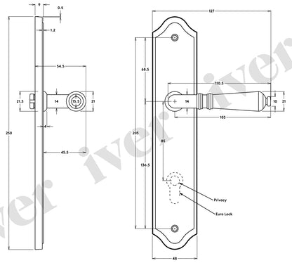 Iver Sarlat Lever Door Handle on Shouldered Backplate Signature Brass