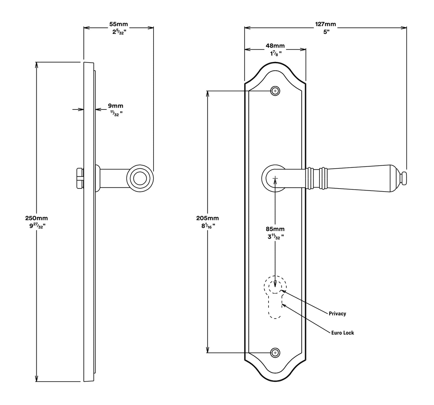 Iver Sarlat Door Lever on Shouldered Backplate Brushed Gold PVD