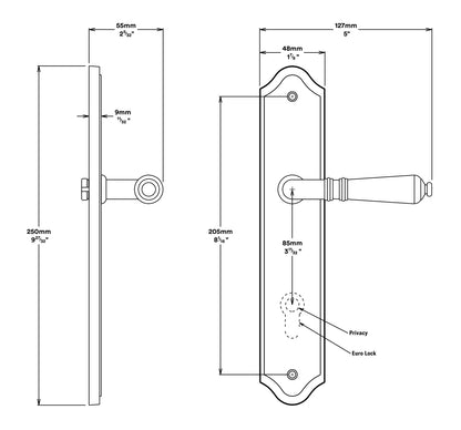 Iver Sarlat Door Lever on Shouldered Backplate Brushed Gold PVD